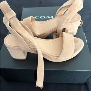 Coach Women's Tan Block Heel Sandals